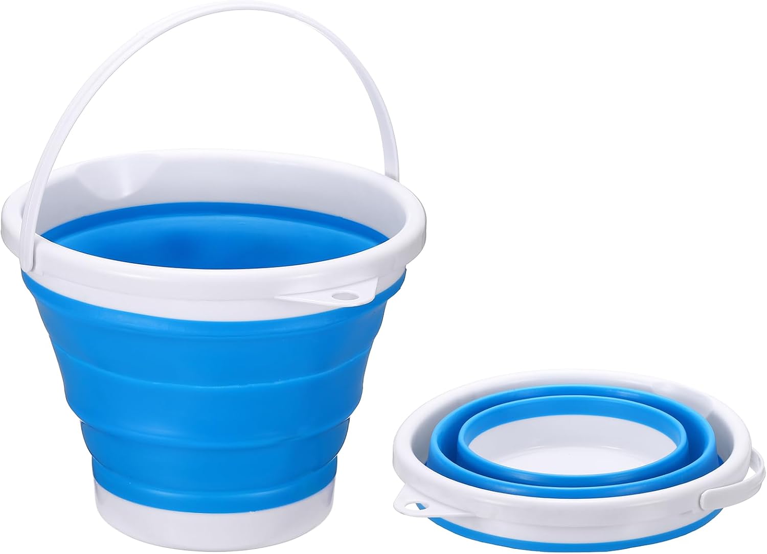 Collapsible Bucket, 1.3 Gallon (5L) Small Foldable Bucket, Portable Water Pail Round Tub Cleaning Tools with Handle for RV Camping Household Garden Fishing Car Wash, Blue