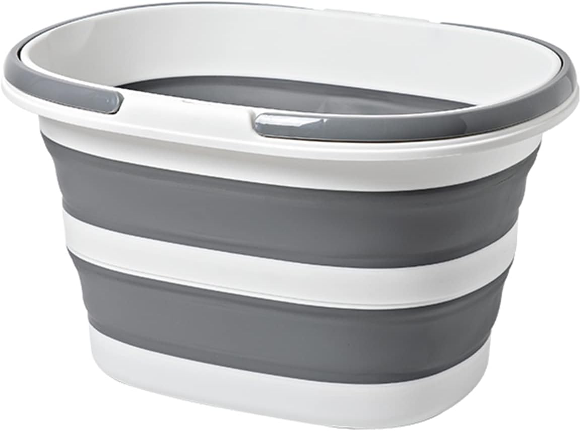 Large Collapsible Bucket 4.2 Gallon (16L) for House Cleaning, Camping, and More - Space Saving, Multiuse Water Bucket for Cleaning Mop - Lightweight and Portable (Grey-1)