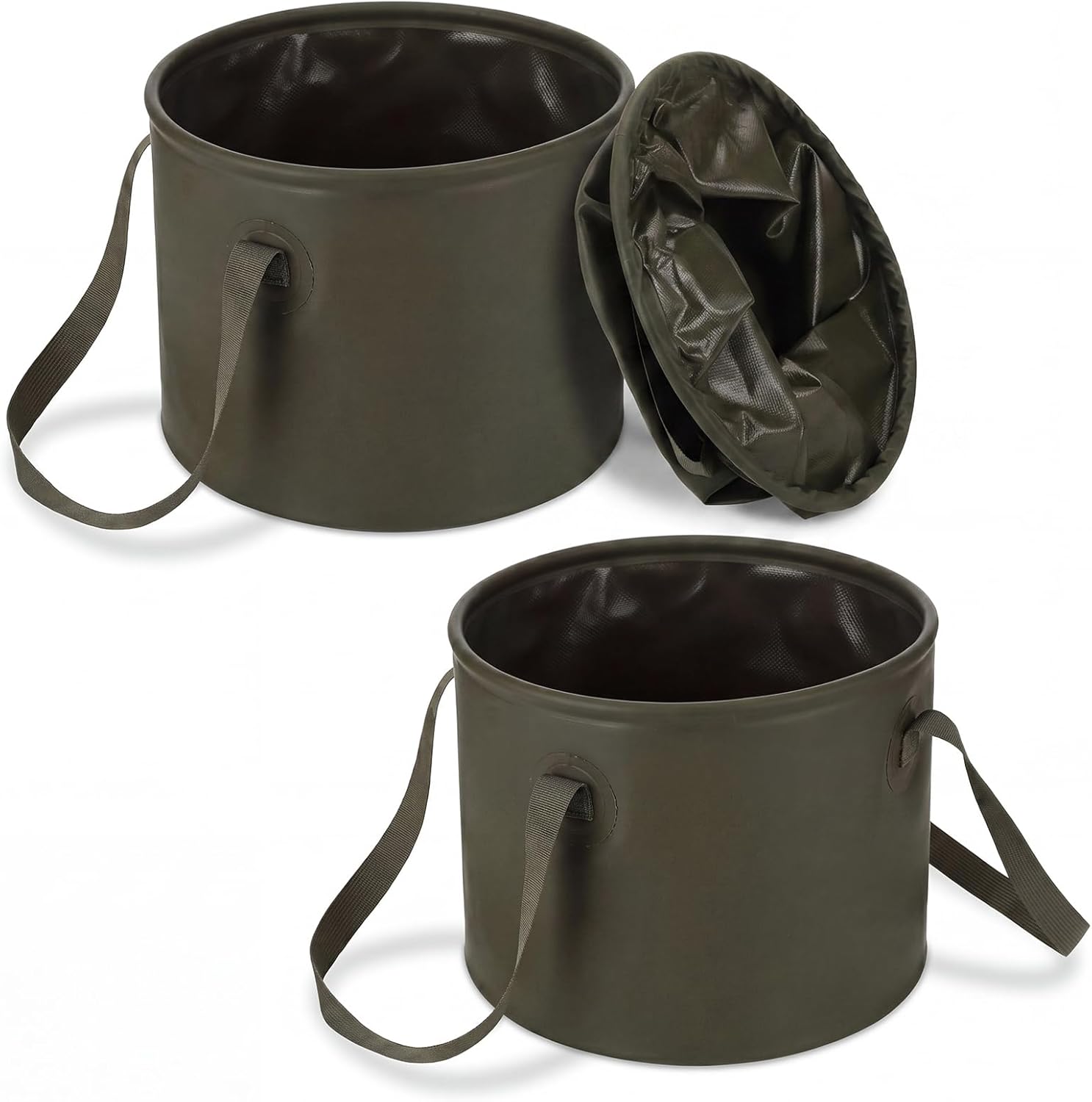 2 Pack Collapsible Bucket 5 Gallon Foldable Bucket Portable Car Wash Container, Fishing and Utility Basin with Handle, 20L for Camping, Hiking,Dish Washing, Fishing, Laundry