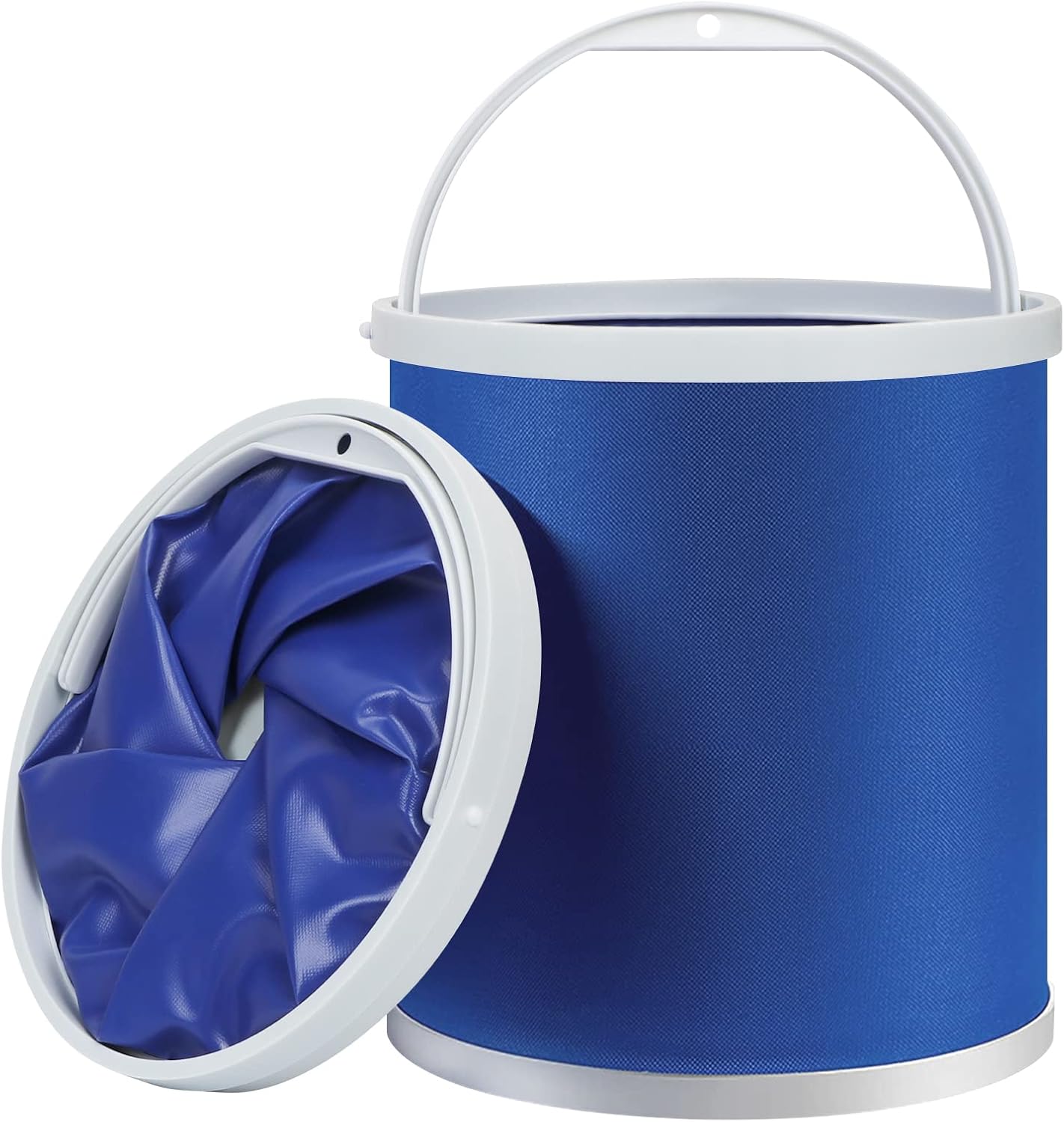 Collapsible Camping Fishing Bucket - 11L (2.9 Gallons) Durable Pop Up Water Container for Car Washing, Boating or Other Outdoor Activities - Foldable, Blue