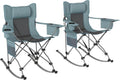 Folding Rocking Chair, Portable Outdoor Rocking Chair with Headrest, Insulated Bag, Cup Holder, Storage Bag