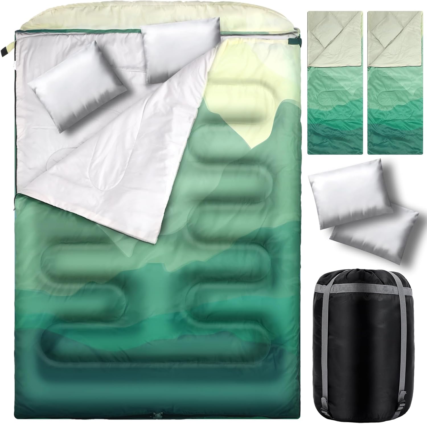 All-Season Waterproof Double Sleeping Bag with Pillows