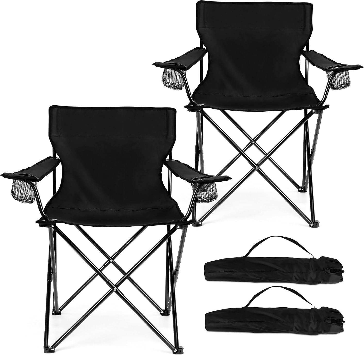 Folding Camping Chair Set, Large Portable Lawn Chair, 275 lbs Load Capacity