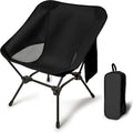 Lightweight Adjustable Height Camping Chair with Storage Bag and Side Pockets, Outdoor Folding Chair