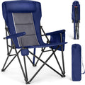 Oversized Folding Camping Chair, High Backrest, Heavy-Duty Lawn Chair, 500 lbs Load Capacity