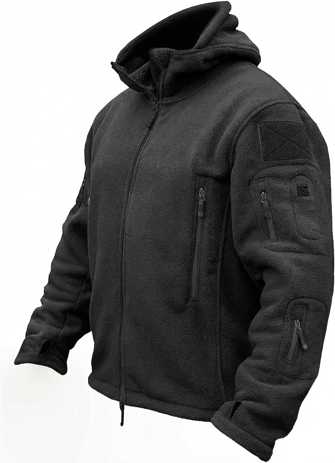 Men's Tactical Jacket, Fleece Lined, Full-Zip Military Hood, Windproof Warm Winter Jacket