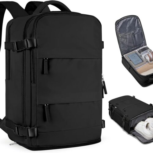 Travel Backpack For Women Men Airline Approved Carry On Backpack Flight Approved Waterproof Sports Luggage Backpack Casual Daypack Small Hiking Backpacks Black Backpacks
