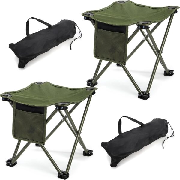 2-Pack Green Compact Folding Stool Set
