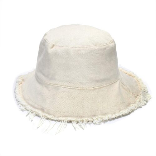 Women Cotton Wide Brim Bucket Hat Casual